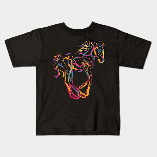 Pony in Motion Kids T-Shirt by evisionarts